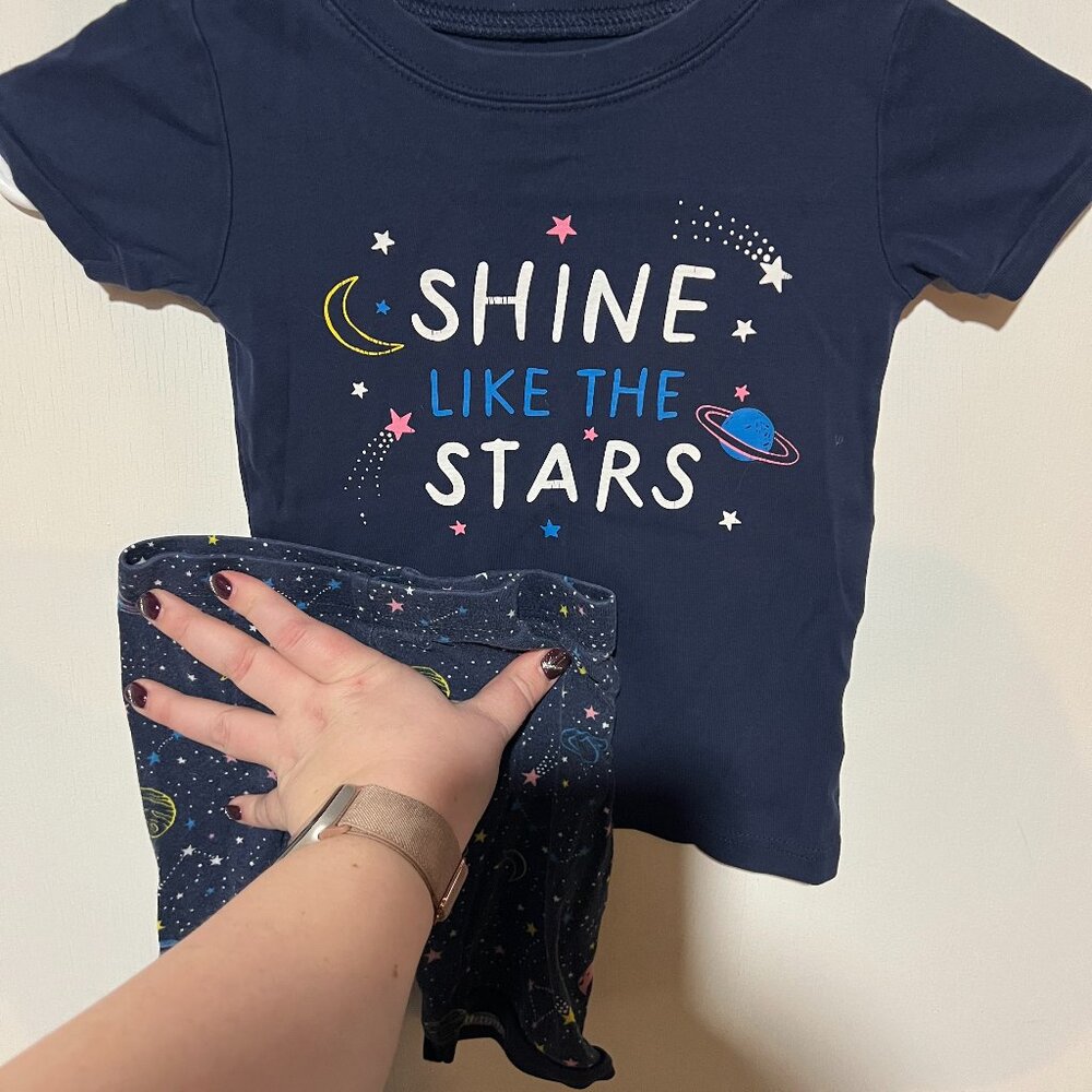 Old Navy - Girls 4T Pajamas - Short Sleeve Shirt & Shorts - EUC - Navy Blue